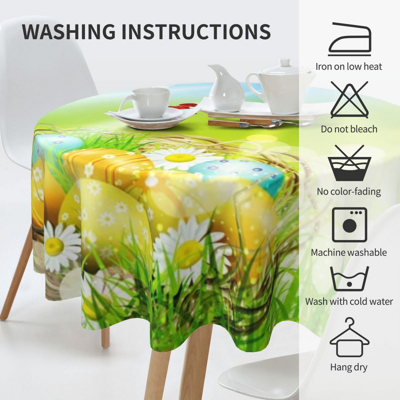 Head ülestõusmispüha Ümmargune laudlina lihavõttemunad muru laudlina kate Pestav polüester Dekoratiiv puhkemaja peopikniku jaoks