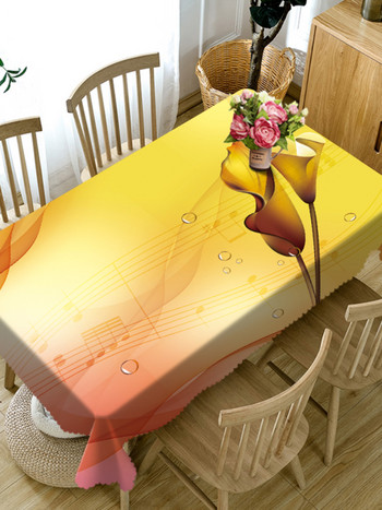 Правоъгълна 3D покривка за маса Жълта тропическа дъждовна гора Единични цветя Модел Прахоустойчива покривка за маса Коледен подарък Мантел Mesa