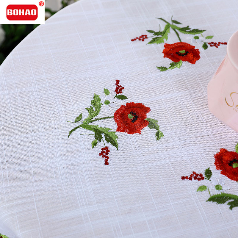 BOHAO staltiesė Balta staltiesė 85x85cm Kvadratinė nėrinių padėkliukas Naujųjų metų staltiesė Staltiesė Staltiesė Žemėlapiai Raudona aguona Siuvinėjimas