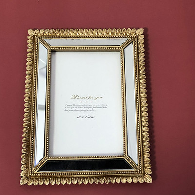 Új Nordic Mirror Glass képkeret 2,5 hüvelykes 6 hüvelykes retro faragott négylevelű lóhere szett Csúcsminőségű, remek modell szobagyanta