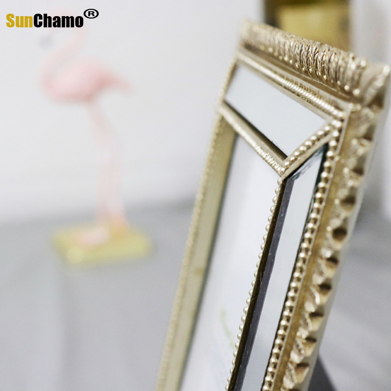 Új Nordic Mirror Glass képkeret 2,5 hüvelykes 6 hüvelykes retro faragott négylevelű lóhere szett Csúcsminőségű, remek modell szobagyanta