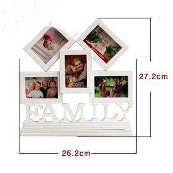 Сиамска комбинация с 5 дупки Бяла рамка за снимки Декорация на семейни букви Поставка за изложба на снимки Детска креативна поставка