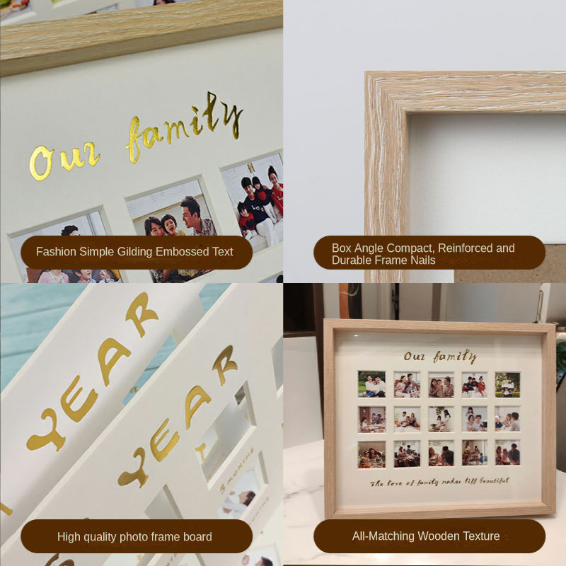 Ģimenes piemiņas rāmis 32x27cm kāzu foto dekorācijas rāmis 15gab Bērnu izaugsmes fotogrāfiju sienas rāmja dekoru attēlu rāmis