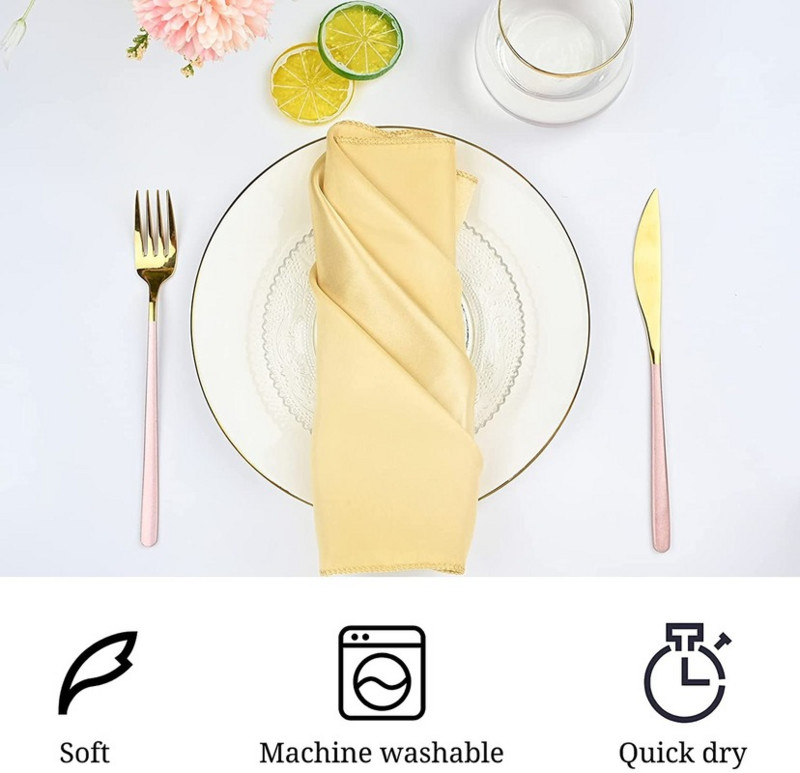 12BUC Șervețele din material satinat Șervețele moi de cină Șervețele de masă pătrate lavabile pentru nuntă, petrecere, banchet, restaurant 50x50cm