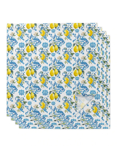 Vintage citronu ziedu lapas Atkārtoti lietojamas galda salvetes Kāzu ballīšu dekorācijas festivāls Virtuves Ēdamistabas salvetes Galda dekors