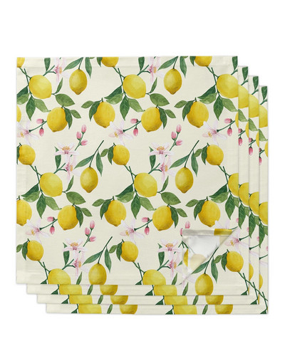 Vintage citronu ziedu lapas Atkārtoti lietojamas galda salvetes Kāzu ballīšu dekorācijas festivāls Virtuves Ēdamistabas salvetes Galda dekors