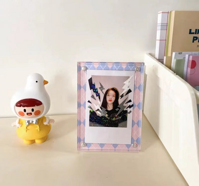 Akrilna šahovnica 3-inčni okvir za fotografije Mali okvir za prikaz kartice za fotografije Papir za naljepnice Snažni magnetski dvostrani polaroid