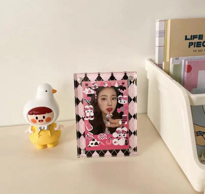 Akrilna šahovnica 3-inčni okvir za fotografije Mali okvir za prikaz kartice za fotografije Papir za naljepnice Snažni magnetski dvostrani polaroid