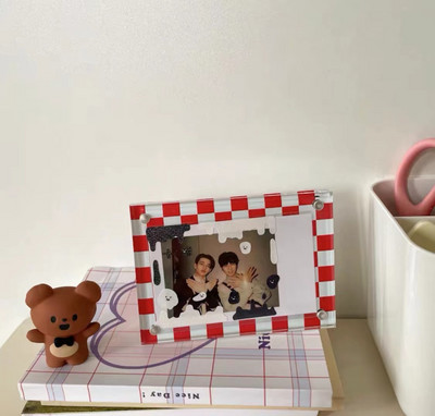 Akrilna šahovnica 3-inčni okvir za fotografije Mali okvir za prikaz kartice za fotografije Papir za naljepnice Snažni magnetski dvostrani polaroid