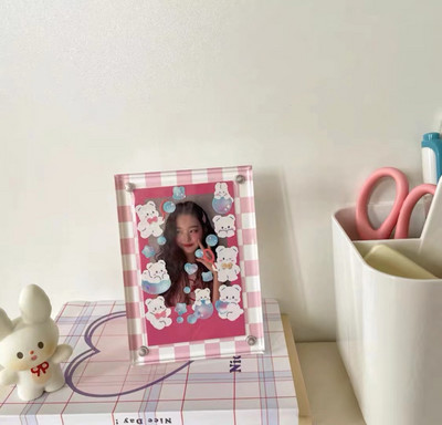 Akrilna šahovnica 3-inčni okvir za fotografije Mali okvir za prikaz kartice za fotografije Papir za naljepnice Snažni magnetski dvostrani polaroid