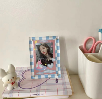 Akrilna šahovnica 3-inčni okvir za fotografije Mali okvir za prikaz kartice za fotografije Papir za naljepnice Snažni magnetski dvostrani polaroid