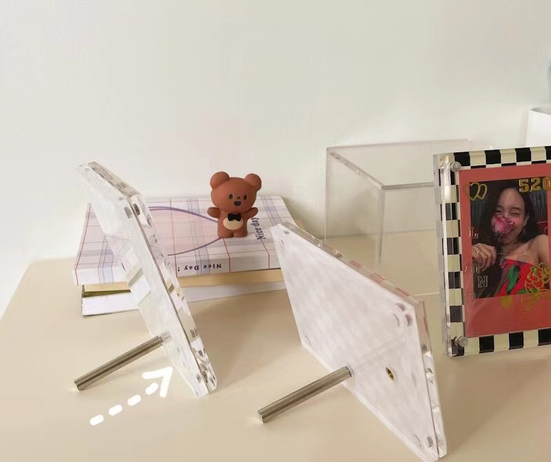 Akrilna šahovnica 3-inčni okvir za fotografije Mali okvir za prikaz kartice za fotografije Papir za naljepnice Snažni magnetski dvostrani polaroid
