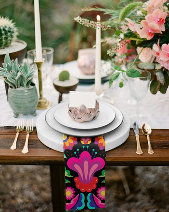Мексикански фестивал Модел Текстура Квадратна кърпа Салфетка за маса Сватбена украса Покривка за маса Кухня Салфетки за сервиране на вечеря