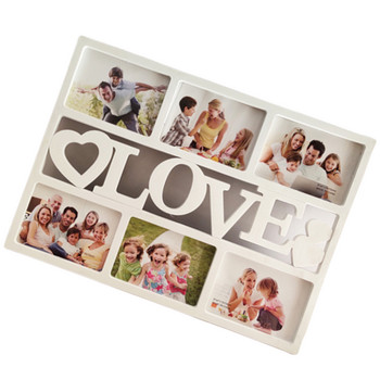 Държач за снимки Мултирамка Колаж за семейни снимки Бели рамки Плочки с букви Картина Персонализиран албум за стена