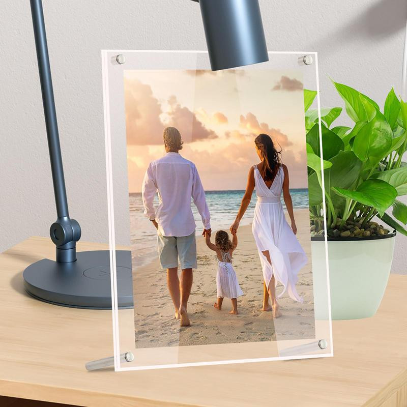 Skaidrus akrilo nuotraukų rėmelis darbalaukio dekoratyvinis paveikslų rėmelis fotokortelių laikiklis plakatų ekrano stovas Biuro namų dekoras