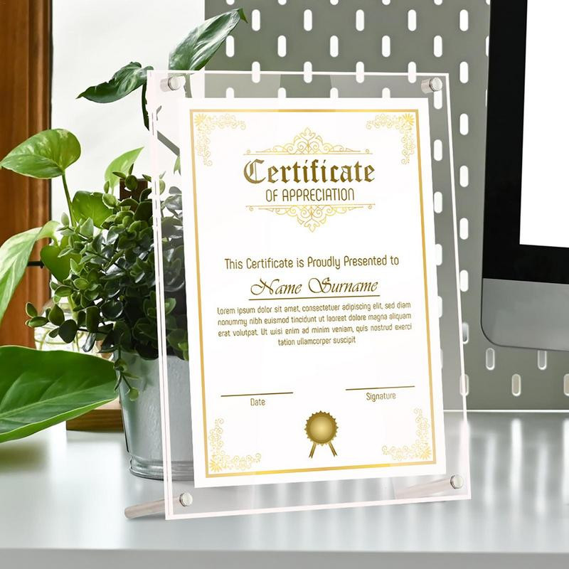 Skaidrus akrilo nuotraukų rėmelis darbalaukio dekoratyvinis paveikslų rėmelis fotokortelių laikiklis plakatų ekrano stovas Biuro namų dekoras