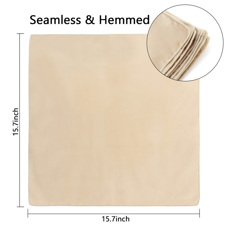 1 ΤΕΜ 40 x 40 εκ. Πολυτελή τετράγωνα τραπεζοπετσέτες ψεύτικο σατέν ύφασμα με στρίφωμα μαντήλι Τραπεζοπανί γάμου Διακόσμηση δείπνου