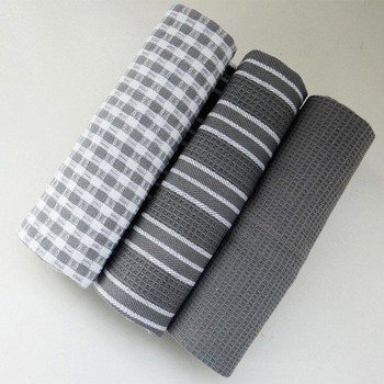 3 бр./лот Памучни салфетки за маса Кухненски вафлен модел Чаена кърпа Абсорбиращи кърпи за почистване на съдове Коктейлна салфетка за сватби