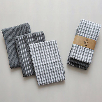 3 бр./лот Памучни салфетки за маса Кухненски вафлен модел Чаена кърпа Абсорбиращи кърпи за почистване на съдове Коктейлна салфетка за сватби
