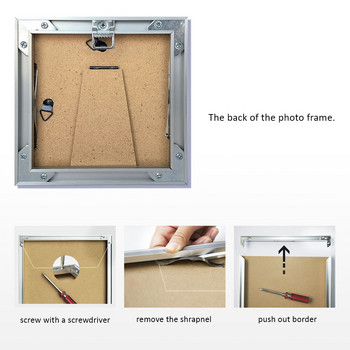 6-инчова рамка за снимки Метална квадратна рамка за снимки Декорация на дома Тясна страна Рамка за декорация на стени от алуминиева сплав за всекидневна
