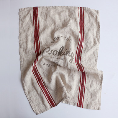 Lanene prugaste salvete za večeru na francuske pruge 40x60 cm tamnocrvene i bijele 1 komad, ručno izrađene od 100% čistog lana, europskog lana TJ7841