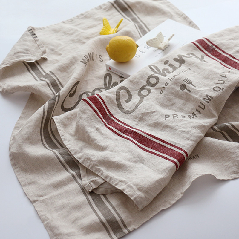 Lanene prugaste salvete za večeru na francuske pruge 40x60 cm tamnocrvene i bijele 1 komad, ručno izrađene od 100% čistog lana, europskog lana TJ7841