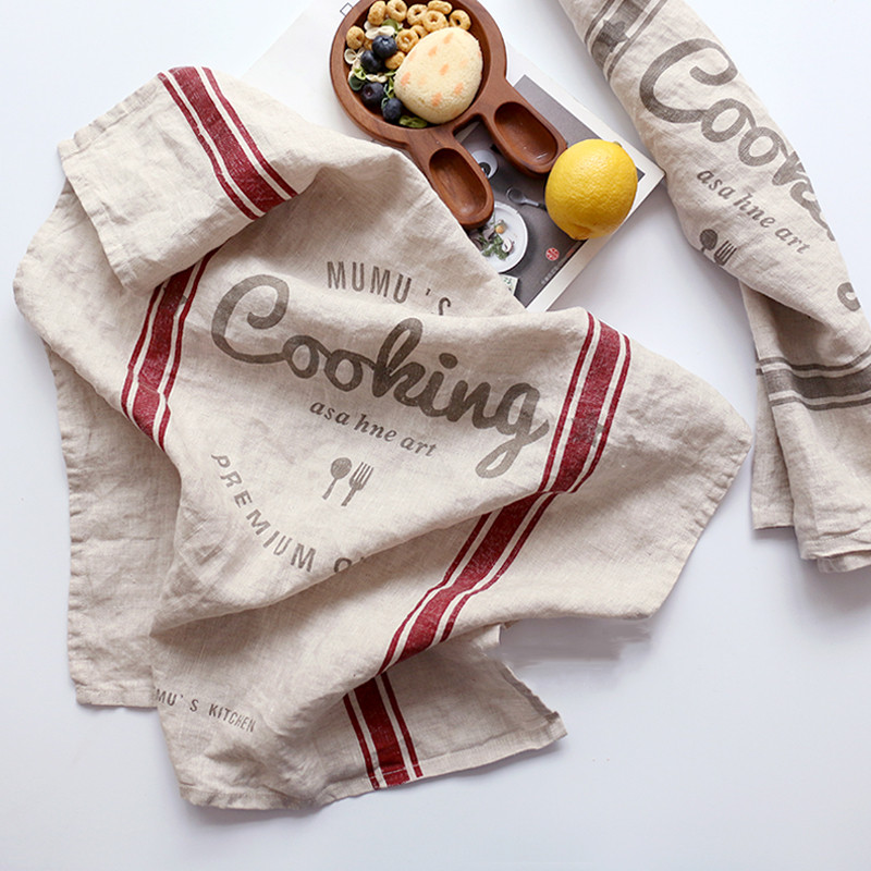 Lanene prugaste salvete za večeru na francuske pruge 40x60 cm tamnocrvene i bijele 1 komad, ručno izrađene od 100% čistog lana, europskog lana TJ7841