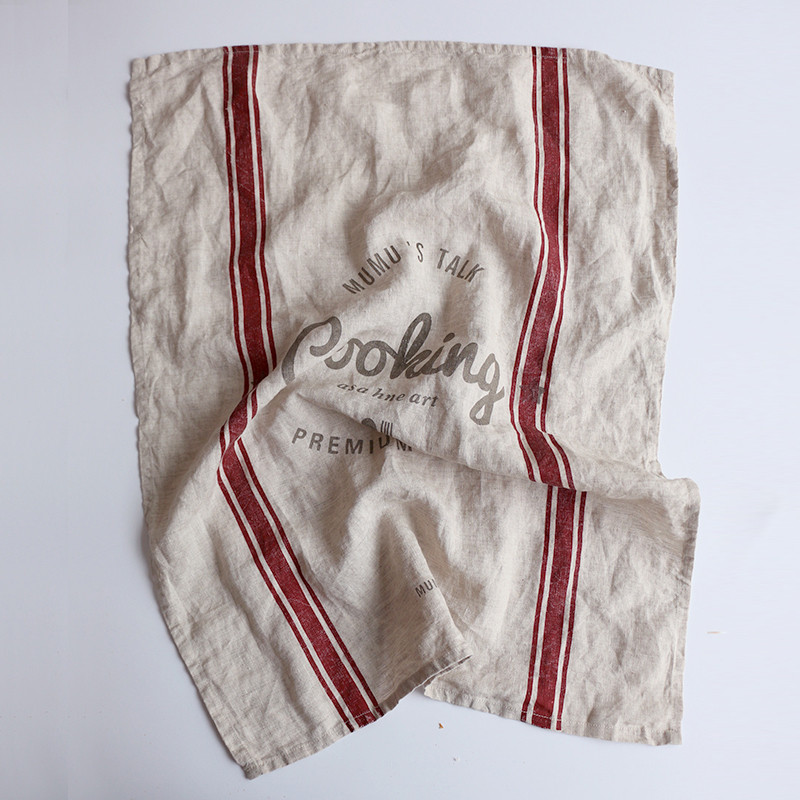 Lanene prugaste salvete za večeru na francuske pruge 40x60 cm tamnocrvene i bijele 1 komad, ručno izrađene od 100% čistog lana, europskog lana TJ7841