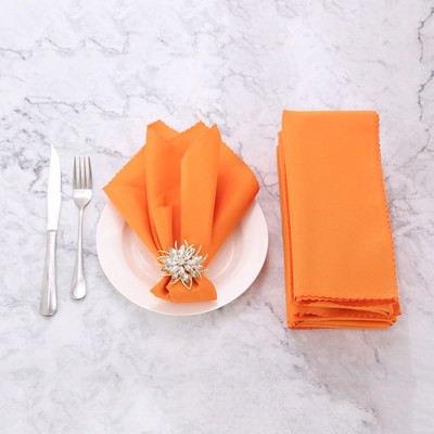 6gab Auduma salvetes 48*48cm kvadrātveida tīras krāsas poliestera oranža/šampanieša vakariņu galda dekors kāzu ballīte bankets Māja/viesnīca