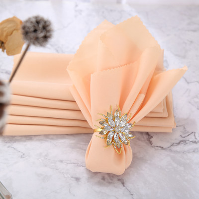 6gab Auduma salvetes 48*48cm kvadrātveida tīras krāsas poliestera oranža/šampanieša vakariņu galda dekors kāzu ballīte bankets Māja/viesnīca