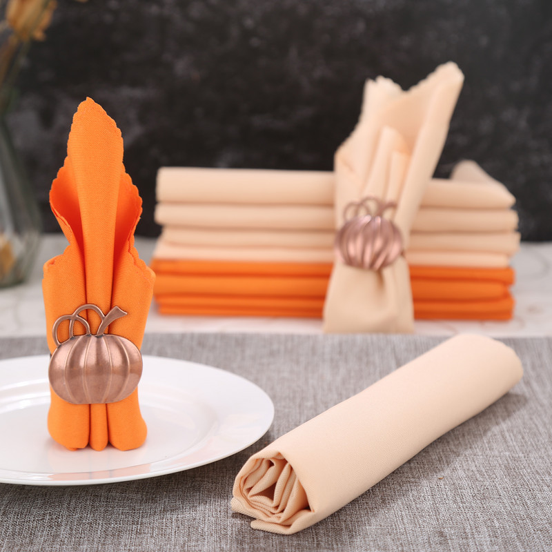 6gab Auduma salvetes 48*48cm kvadrātveida tīras krāsas poliestera oranža/šampanieša vakariņu galda dekors kāzu ballīte bankets Māja/viesnīca