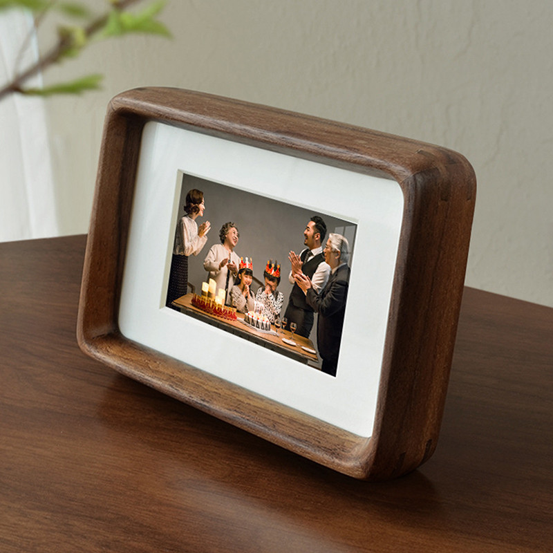 3/4/5 collu mini foto rāmis melns riekstkoks gluds apaļš attēlu rāmis masīvkoka darbvirsmas rotājumi mājas dekorēšanai