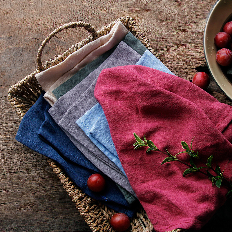 Jauna kokvilnas lina salvete Vīna stikla dvielis virtuves dvielis Paklājiņš virtuves fona audums restorāna paklājiņš