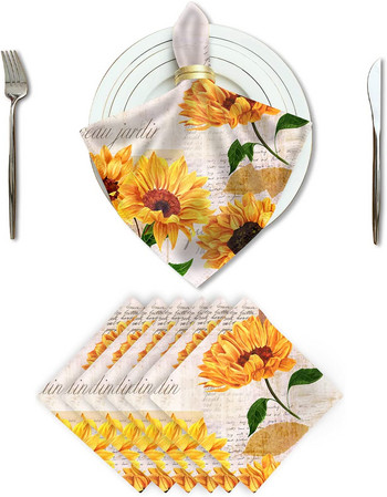 Σετ 1 ΤΕΜ. Επιτραπέζια χαρτοπετσέτα Flower Art Printed Βαμβακερά λινό Επιτραπέζια χαρτοπετσέτα Αξεσουάρ κουζίνας Διακοσμητική χαρτοπετσέτα για πάρτι σπιτιού