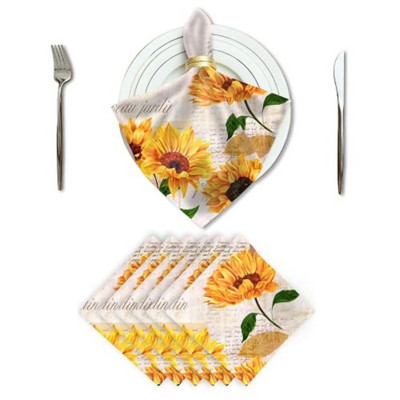 1PC komplekts Galda salvete Ziedu mākslas apdrukāta kokvilnas lina galda salvete Virtuves piederumi Mājas ballītes Dekoratīvā salvete