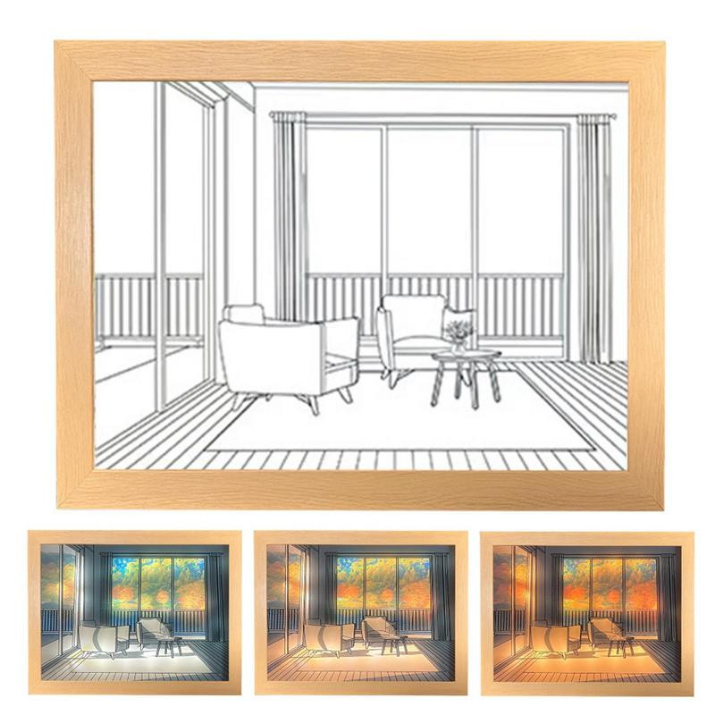 Nuotraukų rėmeliai Naktiniai šviestuvai Skaitmeniniai nuotraukų rėmeliai Sienų Meno Dekoras Namų Šviesos Apšvietimas LED Šešėlių Dėžutės Rėmas Šviesos Dėžė Miegamojo Dovanoms