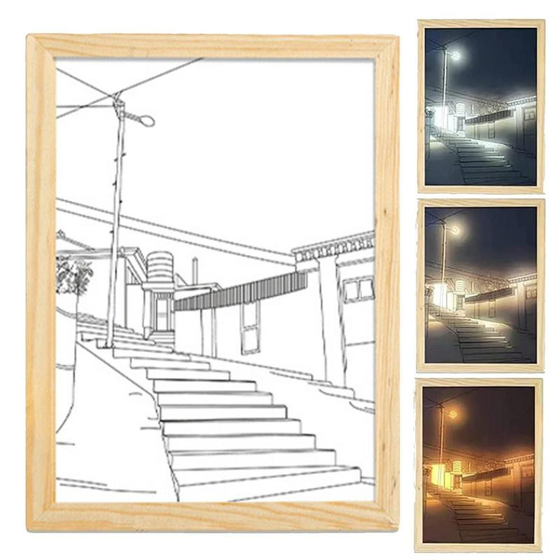 Nuotraukų rėmeliai Naktiniai šviestuvai Skaitmeniniai nuotraukų rėmeliai Sienų Meno Dekoras Namų Šviesos Apšvietimas LED Šešėlių Dėžutės Rėmas Šviesos Dėžė Miegamojo Dovanoms