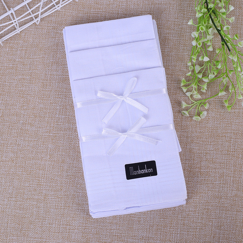 6 τμχ Ανδρικά Λευκά Μαντήλια 100% Βαμβακερό Τετράγωνο Σούπερ Μαλακό Πλενόμενο Hanky Πετσέτα στήθους Τετράγωνο 40x40cm