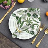 1GAB zaļo lapu salvetes 50x50cm linu tējas dvieļi matēšanas salvešu audums galda traukam salvešu dvielis kāzu