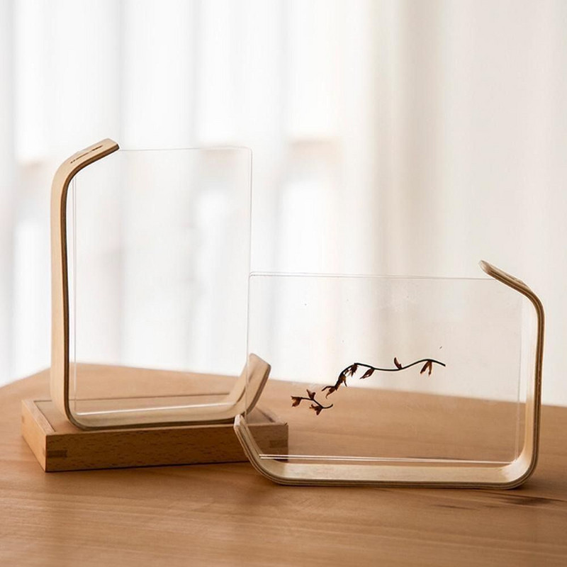 Koka riekstkoka foto rāmis Kalendārs Herbārija displejs Divpusējs akrila foto rāmis personalizēts foto rāmis