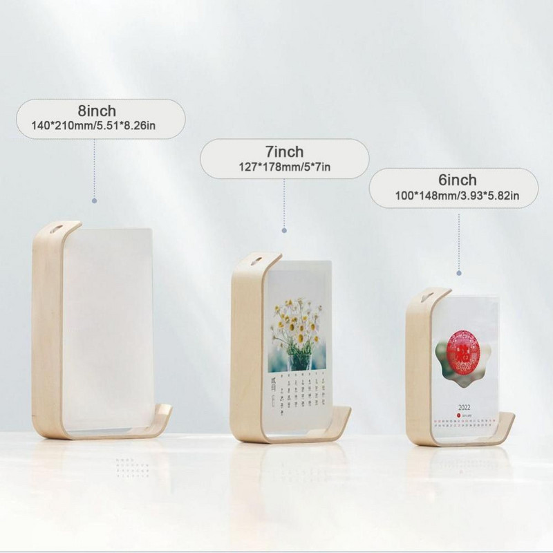 Koka riekstkoka foto rāmis Kalendārs Herbārija displejs Divpusējs akrila foto rāmis personalizēts foto rāmis