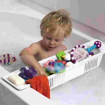 1 бр. Креативна стойка за играчки за баня Пластмасова стойка за вана Тава за съхранение на къпане Бяла
