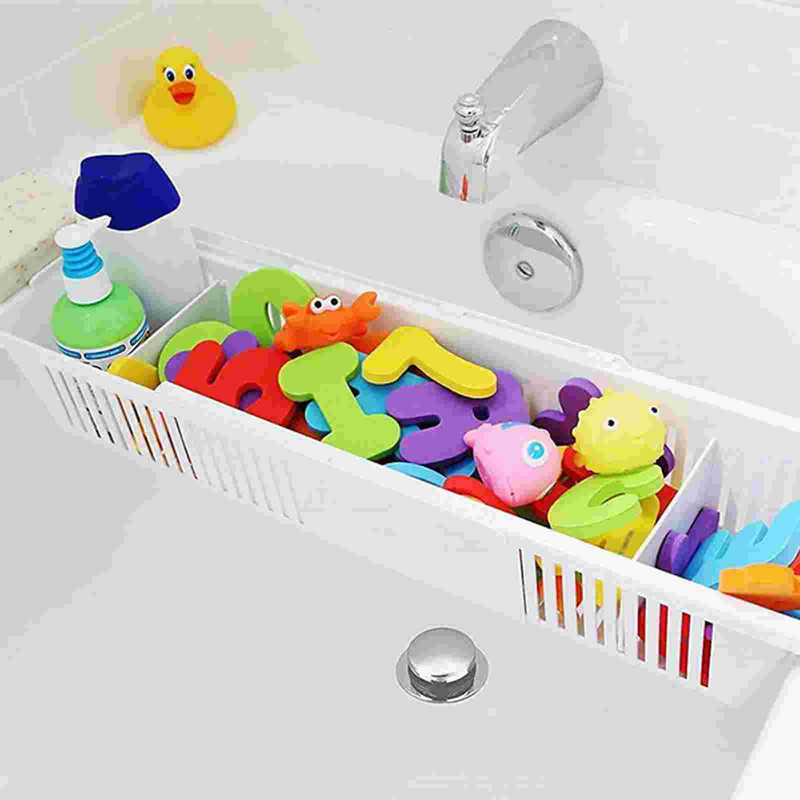 1vnt Creative Vonios žaislų stovas Plastikinis vonios stovas maudymosi padėklas baltas