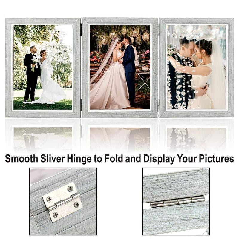 Ramă foto triplă Rame foto colaj 6 în 7 în Ramă foto pliabilă din lemn de înaltă definiție Familie de cadre de birou rustice