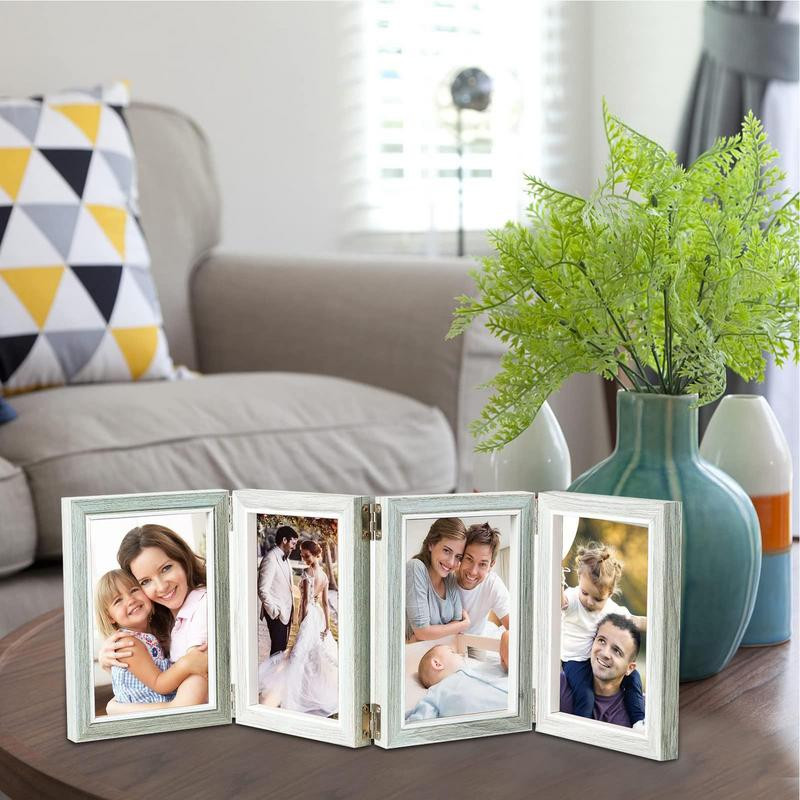 Ramă foto triplă Rame foto colaj 6 în 7 în Ramă foto pliabilă din lemn de înaltă definiție Familie de cadre de birou rustice