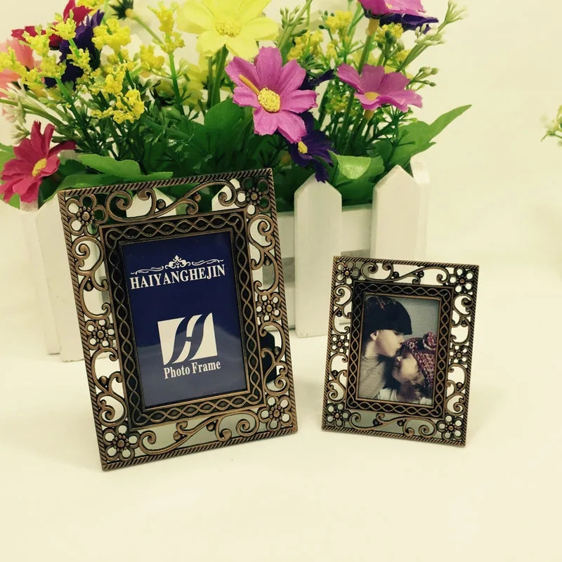 Euroopa retro käsitöö Kuldse pitsi külgmine pildiraam mood kodukaunistus Mini väike pildiraam töölaua pildiraami kaunistused