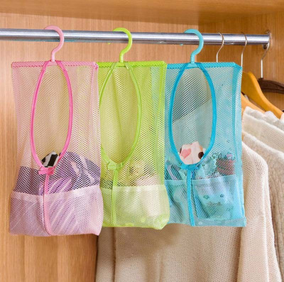Ново място за съхранение в банята Щипка за пране Мрежеста чанта Куки Висяща чанта Органайзер Душ баня