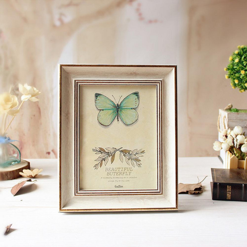 Pievilcīgs foto rāmis rūdīta stikla foto statīvs Retro stila lauku māja zemniecisks vintage sienas piekarināms dekoratīvs foto rāmis