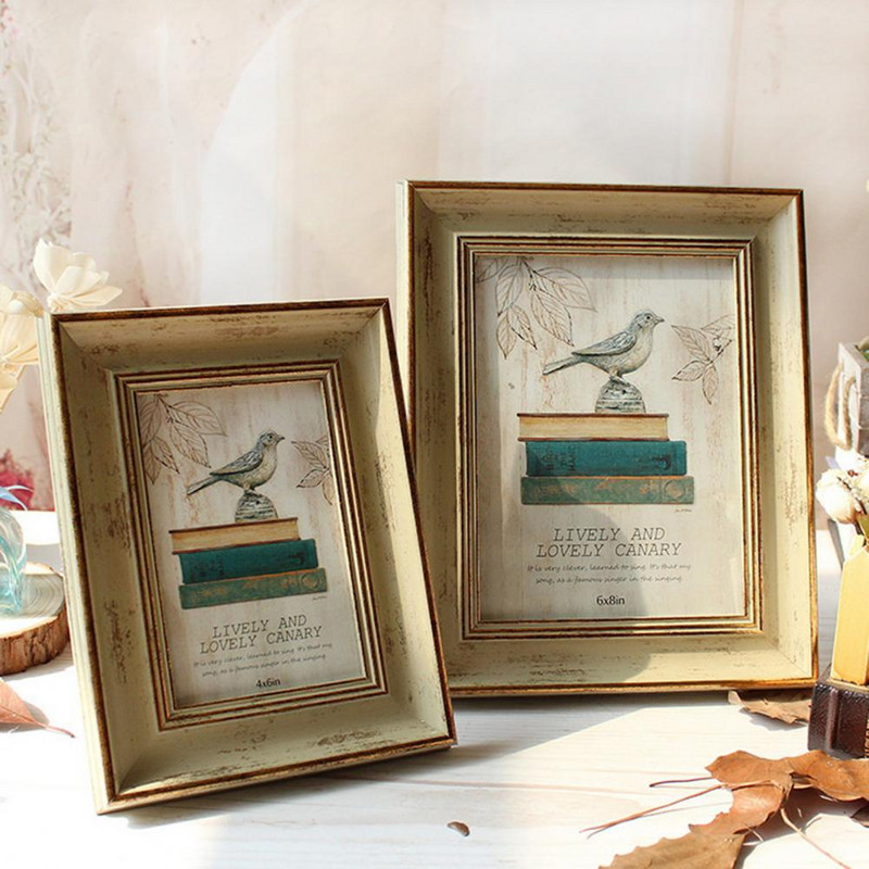 Pievilcīgs foto rāmis rūdīta stikla foto statīvs Retro stila lauku māja zemniecisks vintage sienas piekarināms dekoratīvs foto rāmis