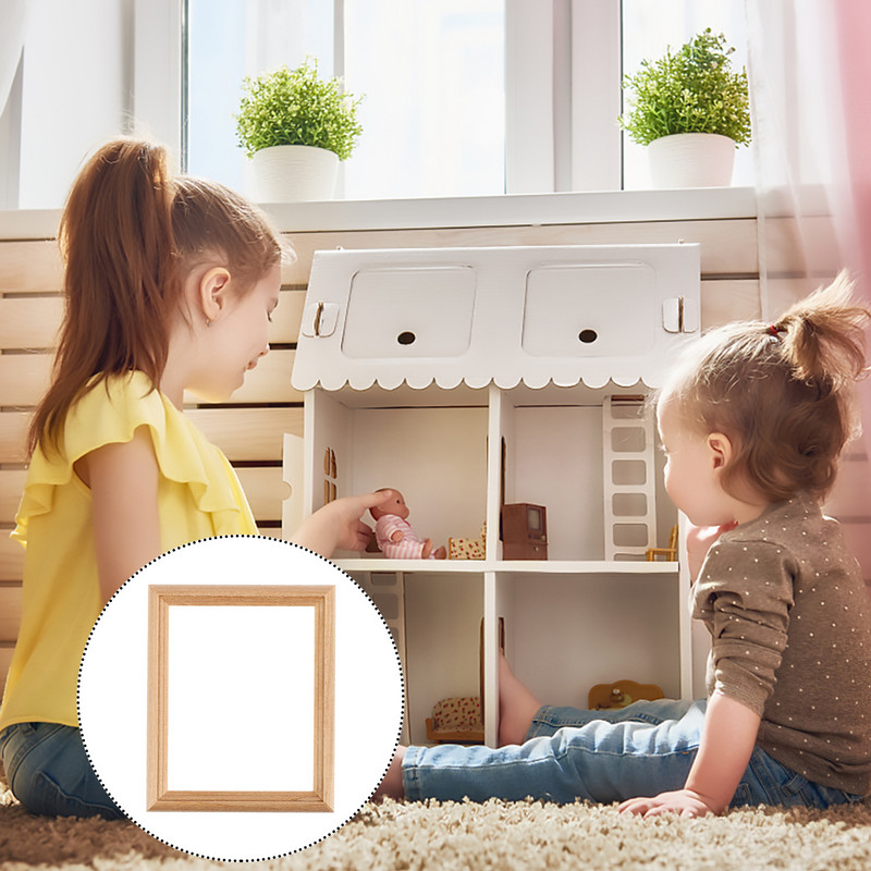 Κορνίζα Φωτογραφία Εικόνα Κορνίζες σπιτιού Ημιτελή ξύλινα έπιπλα μινιατούρα Μίνι θήκη κοπής Θέση ξύλινο παιδικό μοντέλο στηρίγματα